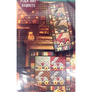 Vtg Folk Art Rabbits PATTERN Mumms The Word Quilt Banner Sewing 1994 NEW UNCUT